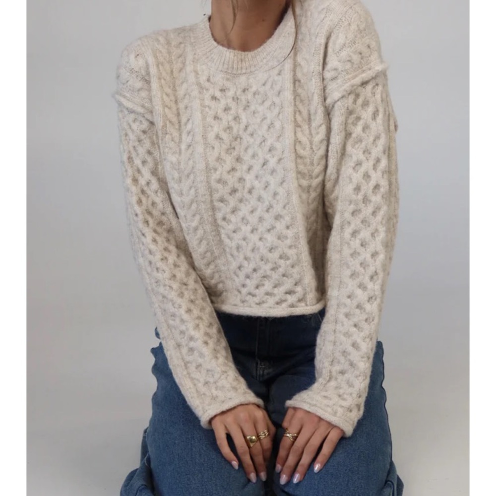 By Together Cream Cable Knit Crew Neck Sweater NWOT.